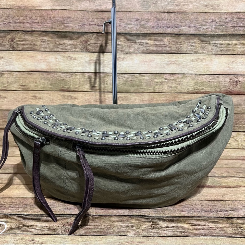Free People Green Canvas Sling Bag